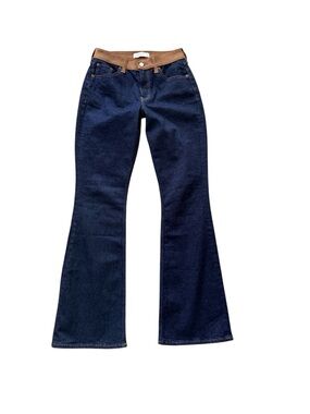 Abercrombie Curve Love Mid Rise Bootcut Jeans Vegan Suede Waistband 26 EUC
